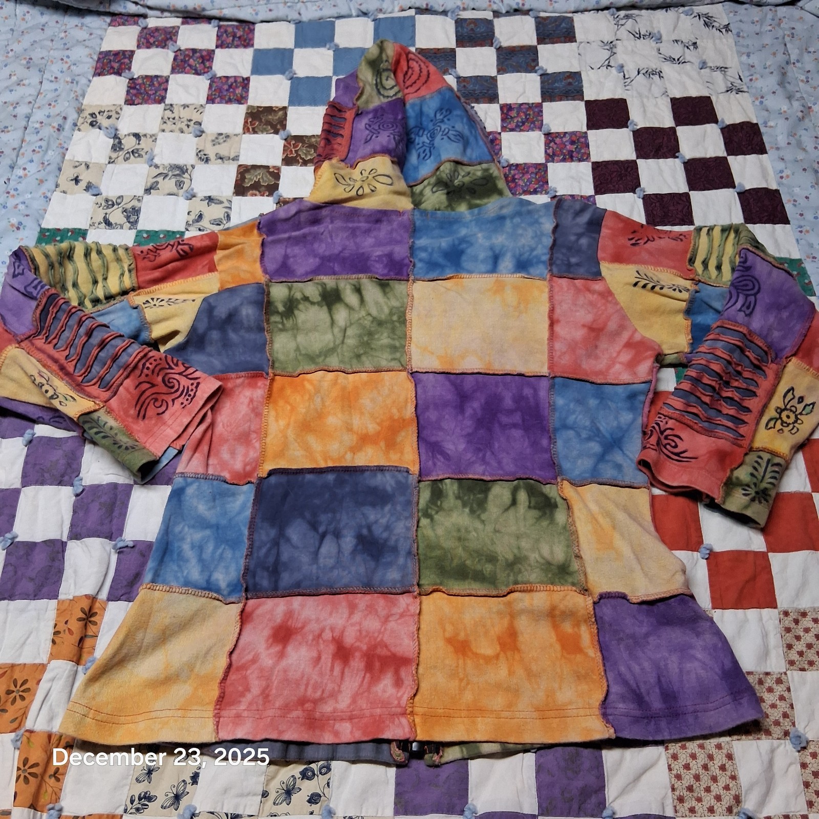 Rising International Patchwork Full Zip Hoodie Si… - image 7