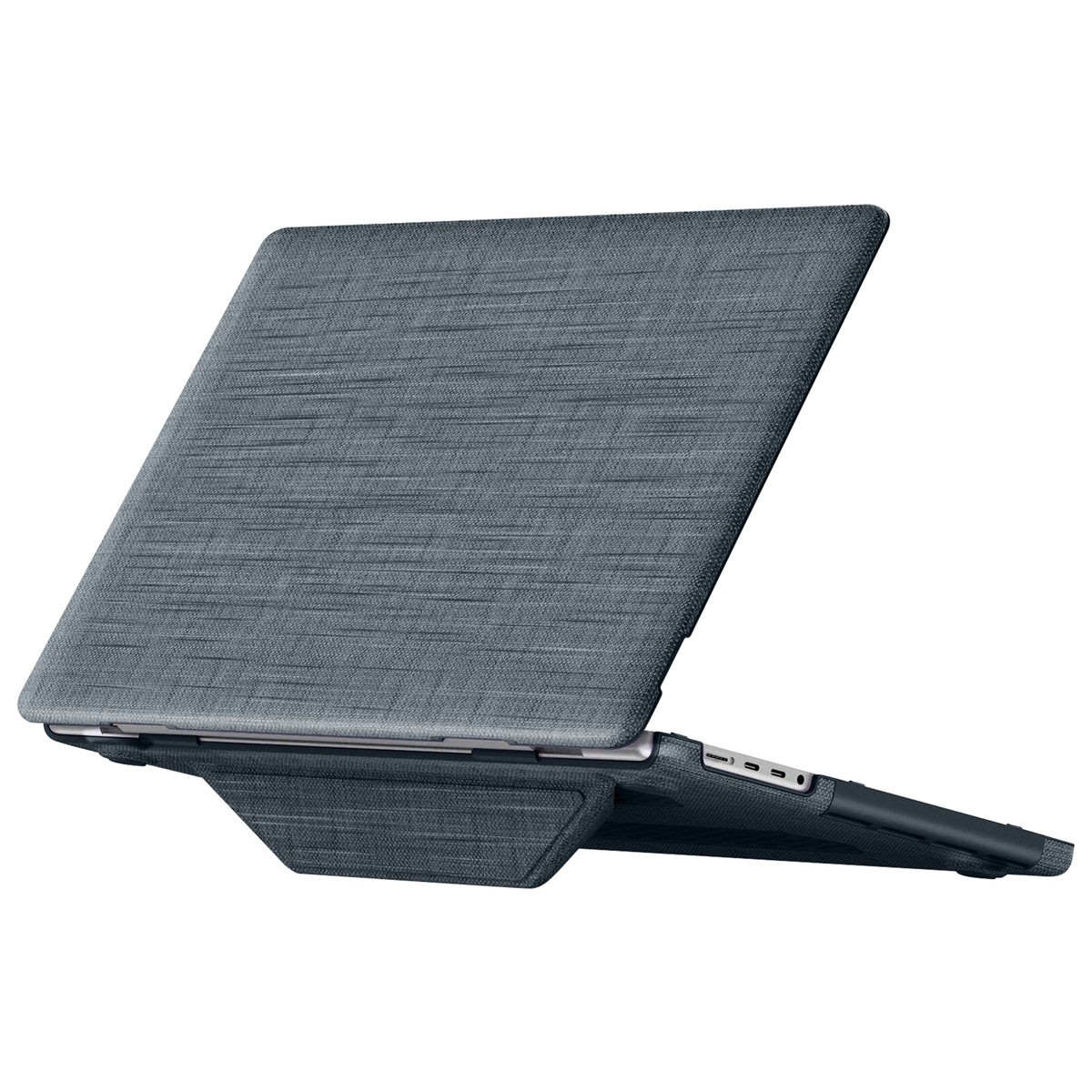 Coque en tissu MacBook Pro 16 pouces avec stand magnétique et coque rigide gris