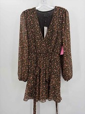 Pre-Owned Mink Pink Black Size Large Floral Short Long Sleeve Dress
