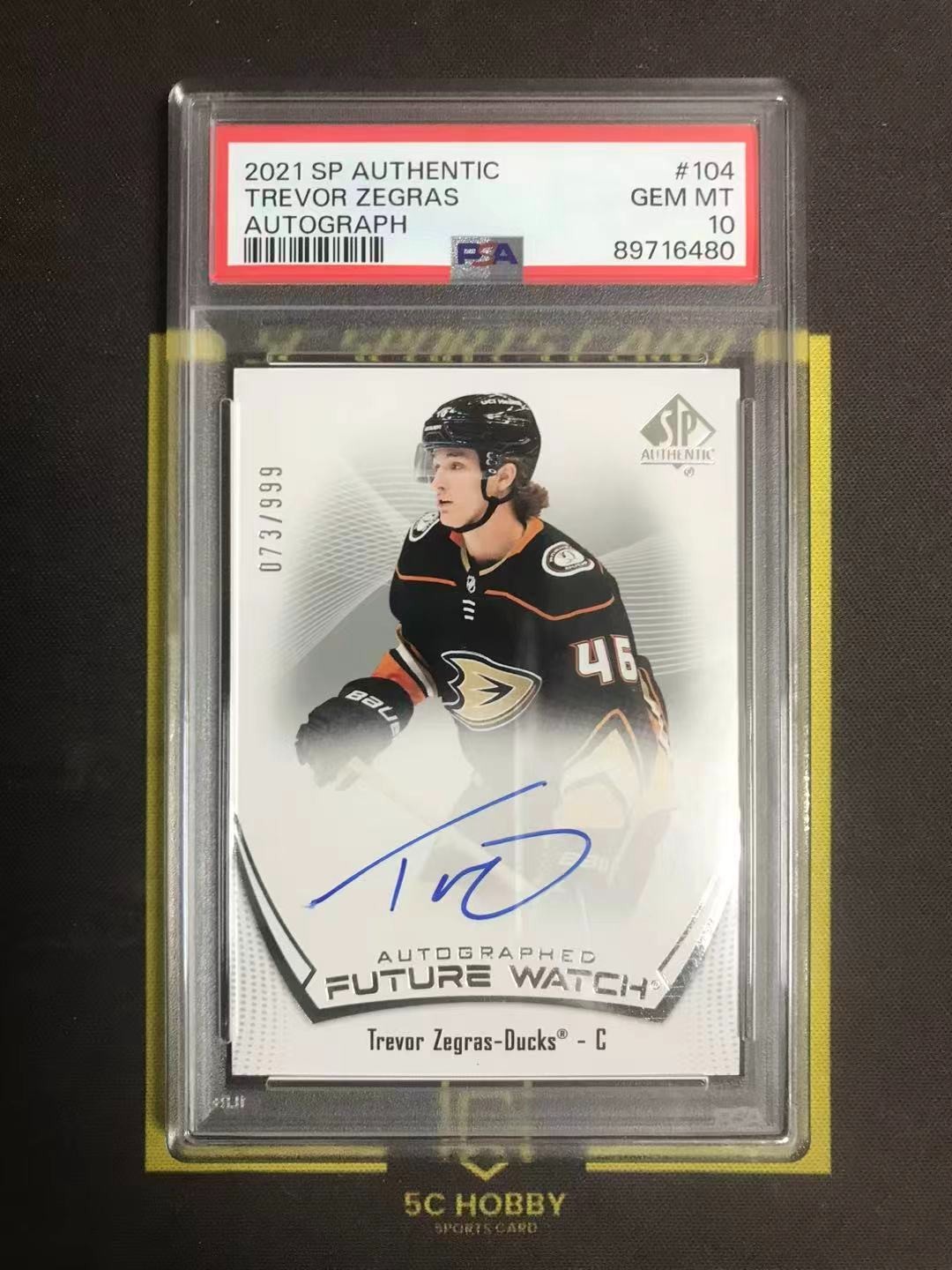 2021-22 SP Authentic Future Watch Auto/999 Trevor Zegras PSA 10 FCLX