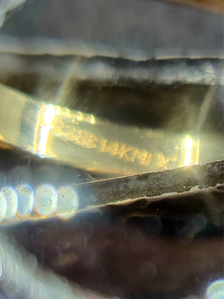 14k Solid Yellow Gold Round Eye of the Tiger Earrings and Ring Set - Image 2 of 3