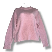 A New Day Target Pink Fuzzy Knit Crewneck Sweater Size XS Soft Barbiecore Cozy