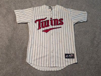 Minnesota Twins Jersey Mens Large White #16 Kubel Majestic Striped Baseball 