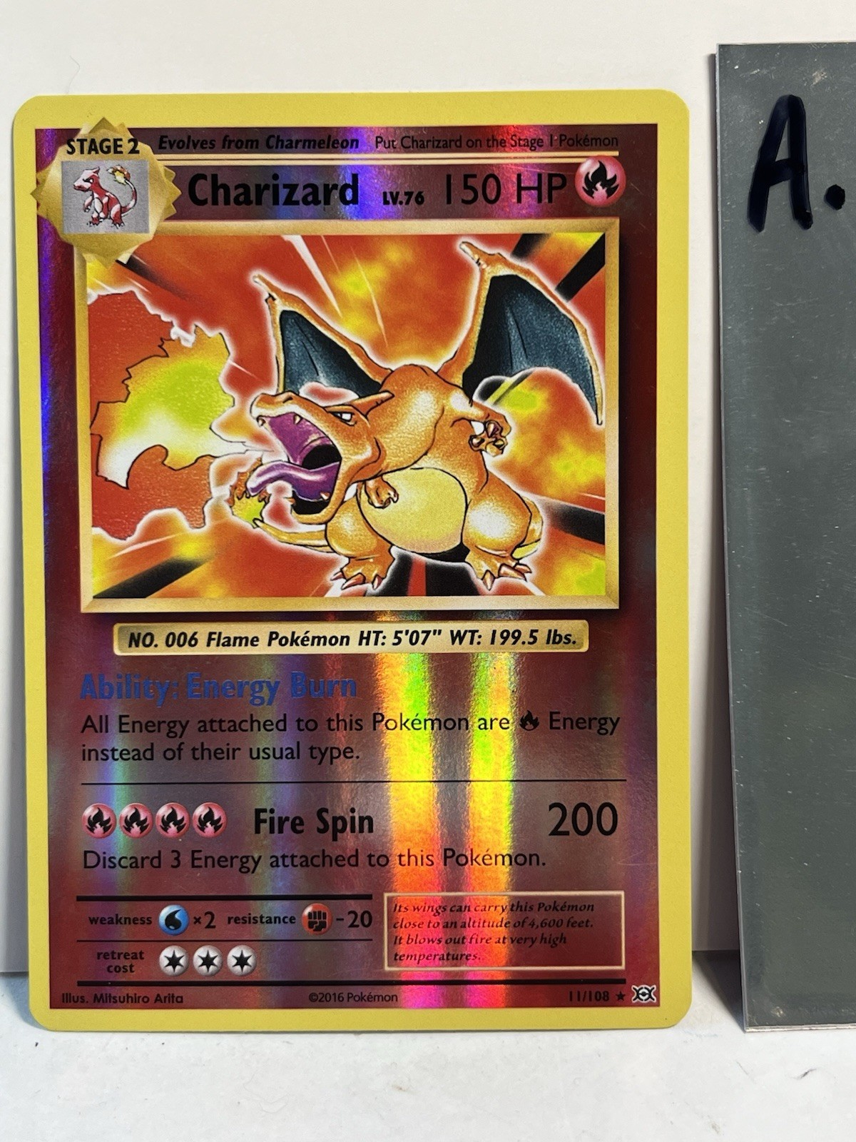 2016 Pokemon XY Evolutions Charizard Reverse Holo Foil # 11/108 Near Mint Card A