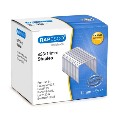 Rapesco S92314Z3 923/14 mm Galvanised Staples, Type 23, Box of 4000 923/14mm