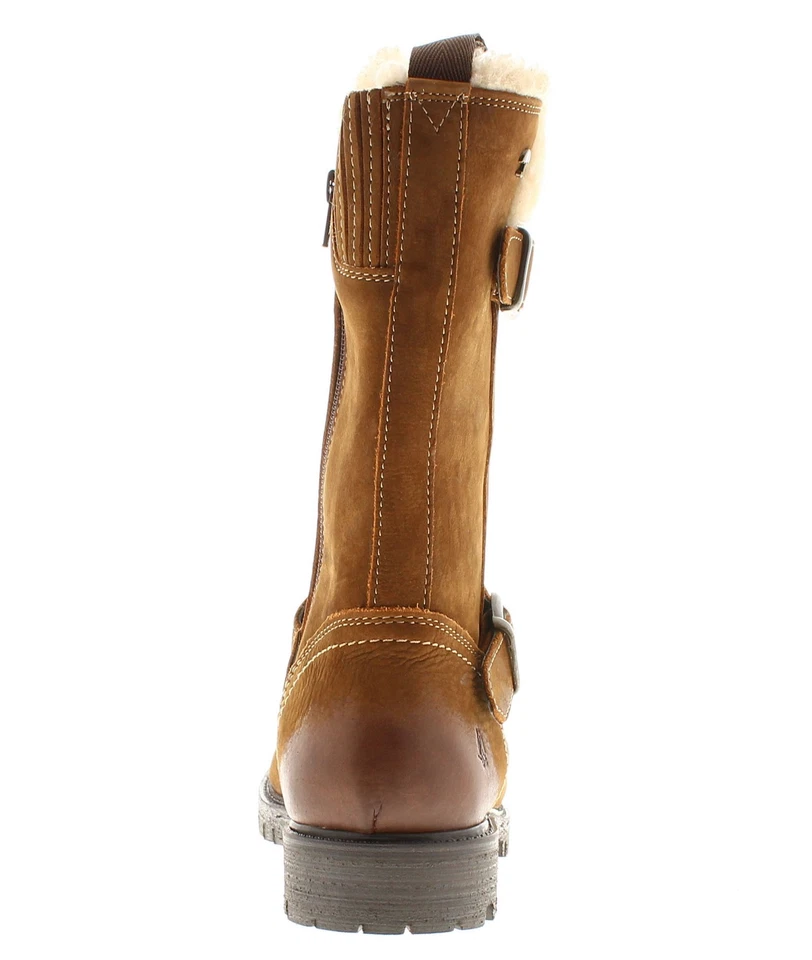 Hush Puppies Bottes Femme Long Winnie Imperméable En Daim Cuir Zip Tan Taille Uk - Photo 4/4