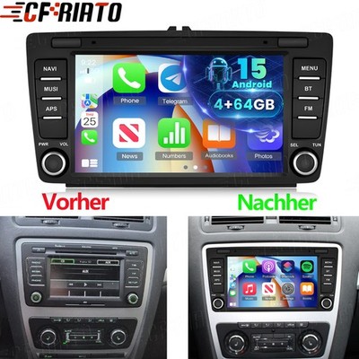4+64GB Autoradio Carplay Für Skoda Octavia II/MK2 Yeti Rapid Spaceback Roomster