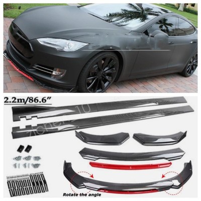 Front Bumper Lip Splitter Side Skirts Carbon Style For Tesla Model X Y US