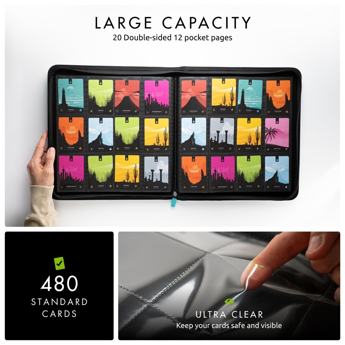 Vault X 12 Pocket Trading Card Zip Binder - 480 cards, 6.8cm x 9.7