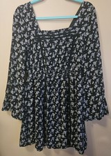 Miami Women's Size M Micro Floral Mini Dress Longsleeve