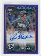 2024 TOPPS CHROME #RA-DM DREW MILLAS AUTOGRAPH PURPLE REF RC #75/250 (NATIONALS)
