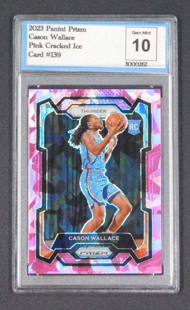 Cason Wallace 2023 Panini Prizm Pink Cracked Ice Card #139 RC GEM MINT 10
