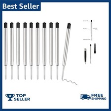 10 Pcs Replaceable Ballpoint Pen Refills, Black Ink Refill, 1mm Medium Refill