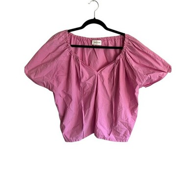 MATTEAU Boho Popover Blouse Pink Puff Sleeve Size 8 US 12 UK 40 EU