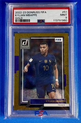 2022 PANINI DONRUSS FIFA GOLD KYLIAN MBAPPE /10 PSA 9 FRANCE