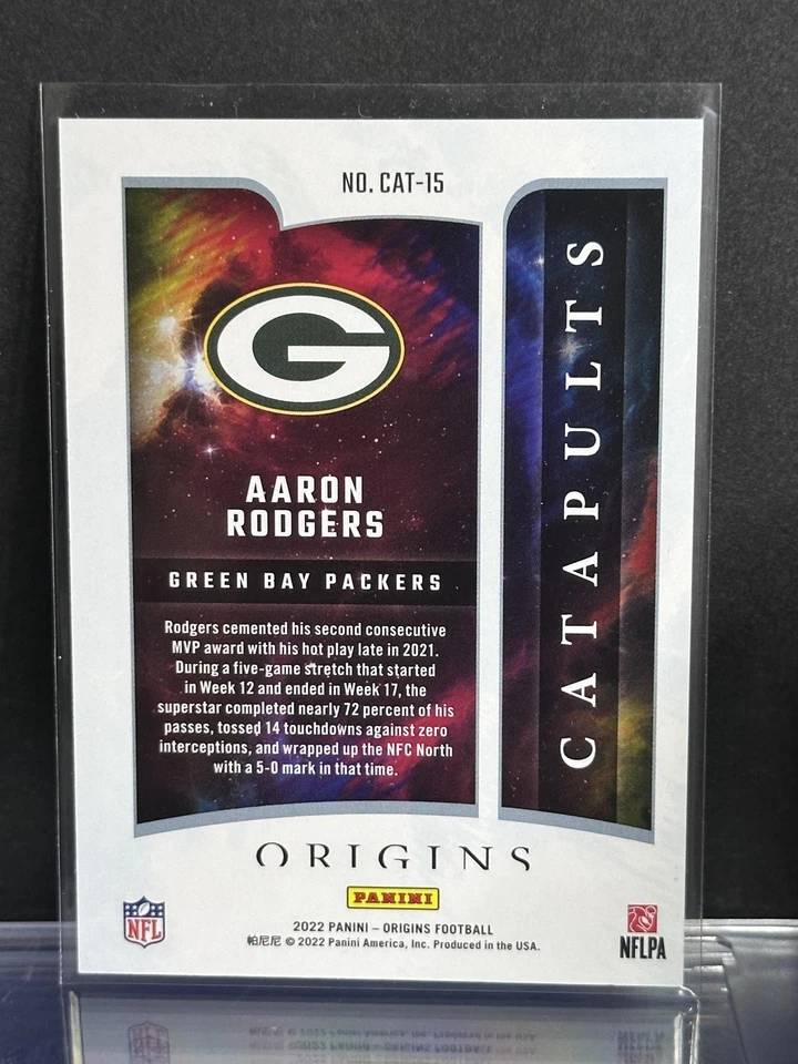 2022 Panini Origins #CAT-15 Aaron Rodgers Catapults Green Bay Packers - Image 2 of 2