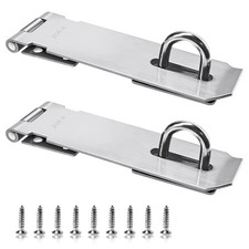2Pcs Stainless Steel Gate Lock Hasp, Safety Packlock Clasp Lock Set - Door Lo...