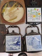Vintage Cast IRON Trivet POT holders Lot Of 3 Homestead, FRUIT AND Pa DUTCH
