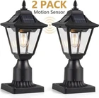 2X Solar Post Lights Outdoor, Aluminium with Pier Mount Base for Yard Garden