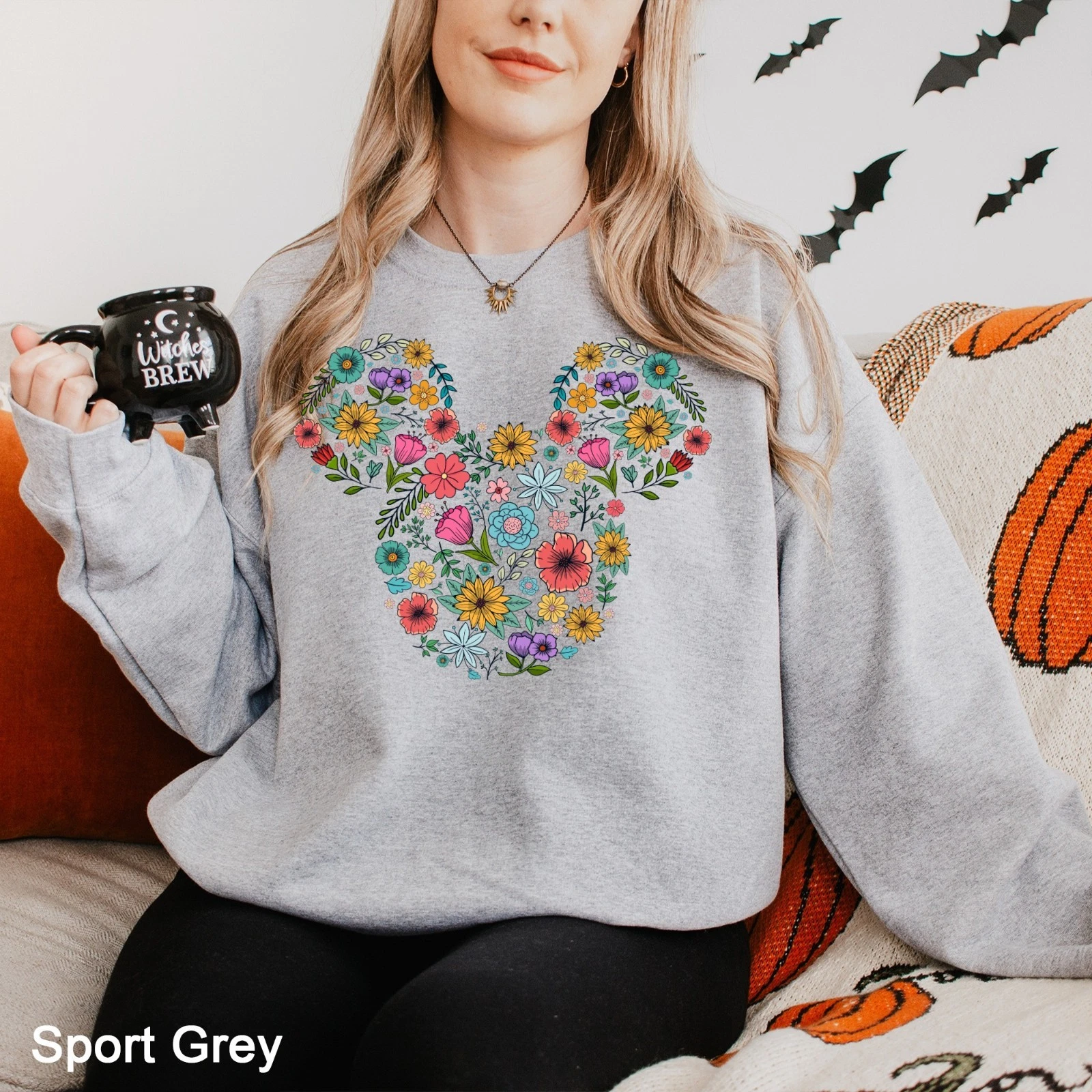 Disney Floral Mickey Head Sweatshirt