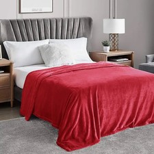 Red Super Soft Cozy Black Microfiber Flannel Throw Plush Bed Blanket