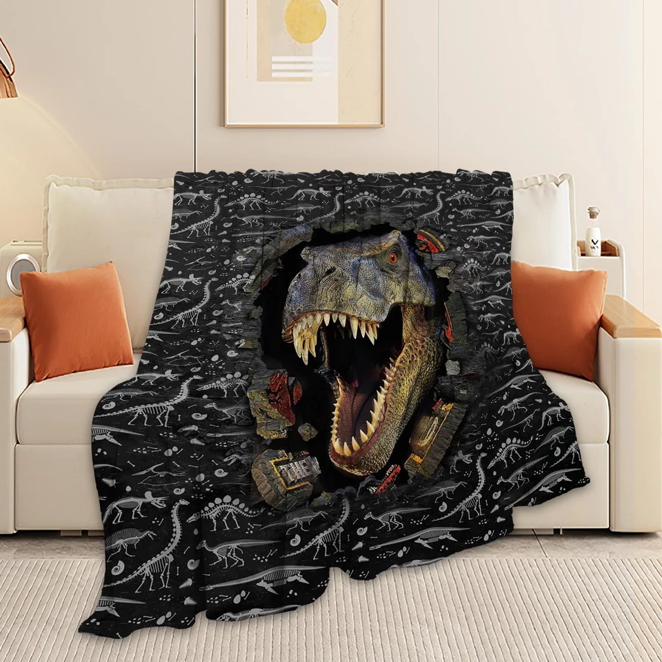 Dinosaur Blanket, Dinosaurs Throw Blanket, Animal Wild Gifts Blankets Stuff F... - Image 3 of 4