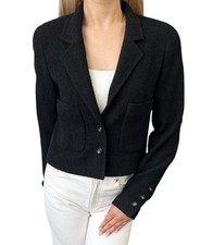Giacca blazer CHANEL vintage 96P CC logo bottoni ritagliati #38 nero argento