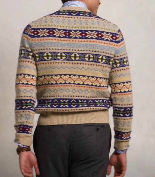 Polo Ralph Lauren Men's Fair Isle Wool Alpaca Linen Cotton Sweater Size-S NEW - Image 2 of 4