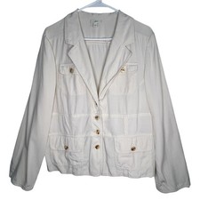 J. Jill Ivory Lightweight Beach Resort Neutral Office Casual Women s Blazer Sz L