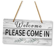 Welcome Sign for Front Door Hanging Sign Welcome Please Welcome PLEASE COME IN