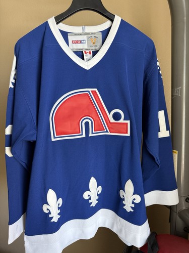 Ccm Vintage Quebec Nordiques Sundin #13 Jersey Baby Blue Fight Strap