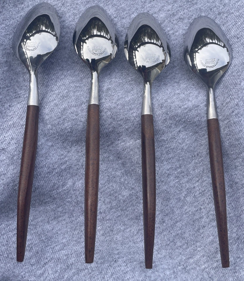Talheres vintage EKCO Eterna 4 colheres 6,75” madeira sintética - Imagem 4 de 4