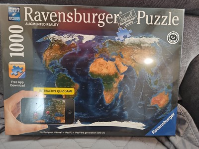 Ravensburger Interactive Quiz Game 1000 Puzzle World Map 193080 Homeschool NEW