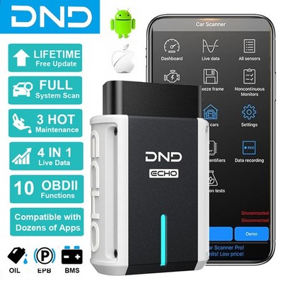 DND ECHO Bluetooth Car Diagnostic Tool OBD2 Scanner All System Fault Code Reader