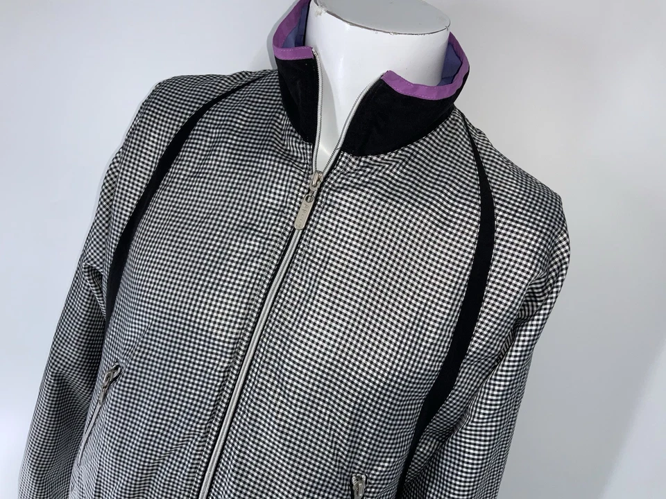 Chaqueta De Colección Bollé Sport Active Para Mujer’s S Blanca Negra Cuadros Poli Cremallera YGI Q2-211 Foto 3 de 4