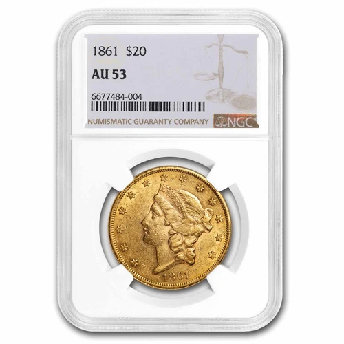 1861 $20 Liberty Gold Double Eagle AU-53 NGC