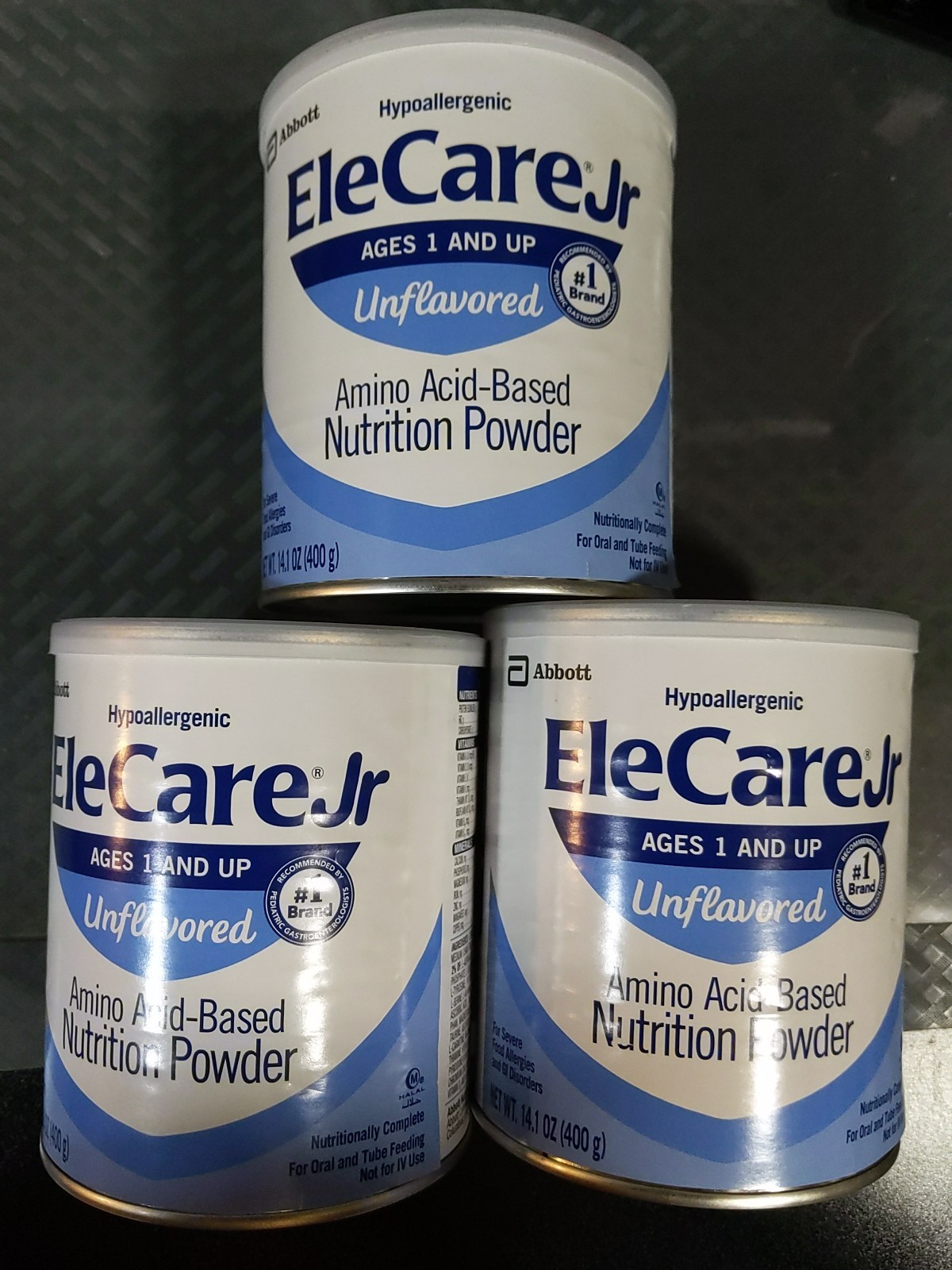 3x 14.1 oz Cans EleCare Jr Unflavored Nutrition Powder Ages 1 & Up 12/26 *Read*