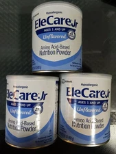 3x 14.1 oz Cans EleCare Jr Unflavored Nutrition Powder Ages 1 & Up 12/26 *Read*