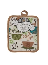 New 2 pack kitchen classics printed potholder set size 7" x 8" #E