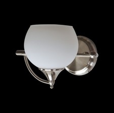 1 Lt Modern Wall Sconce Brushed Nickel Frosted Glass Globe Bathroom Vanity Light