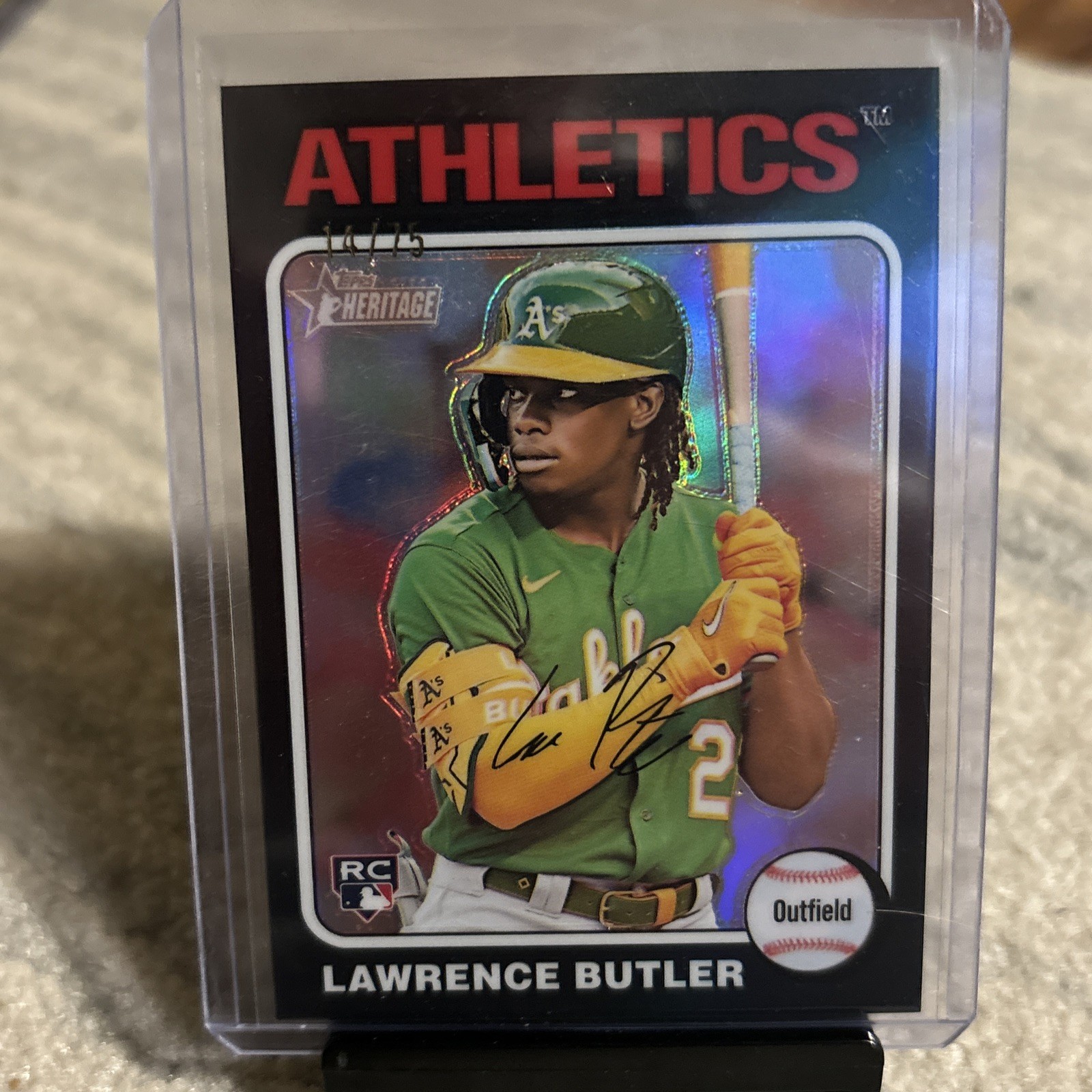 2024 Topps Heritage High Number LAWRENCE BUTLER #/75 BLACK CHROME REFRACTOR A’s