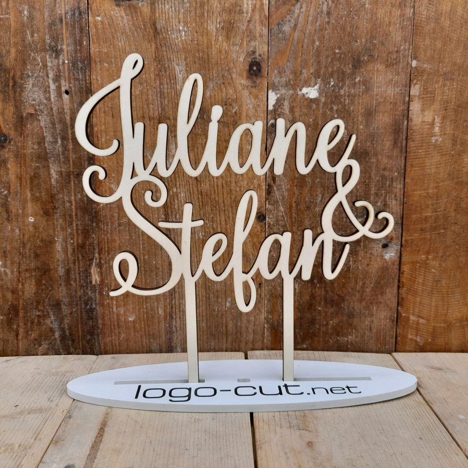 Holz Cake Topper Hochzeit personalisiert V14, Kuchenstecker - Bild 2 von 4