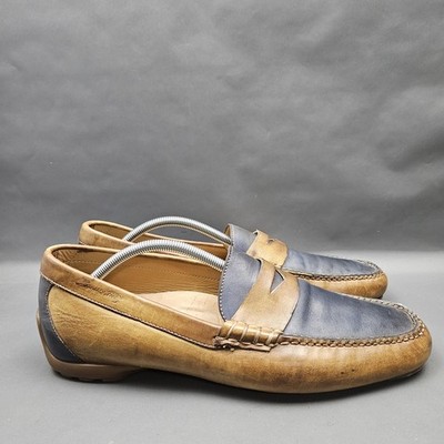 Stefano Branchini Leather Driving Penny Loafer Shoes Mens 10 Brown Blue Casual