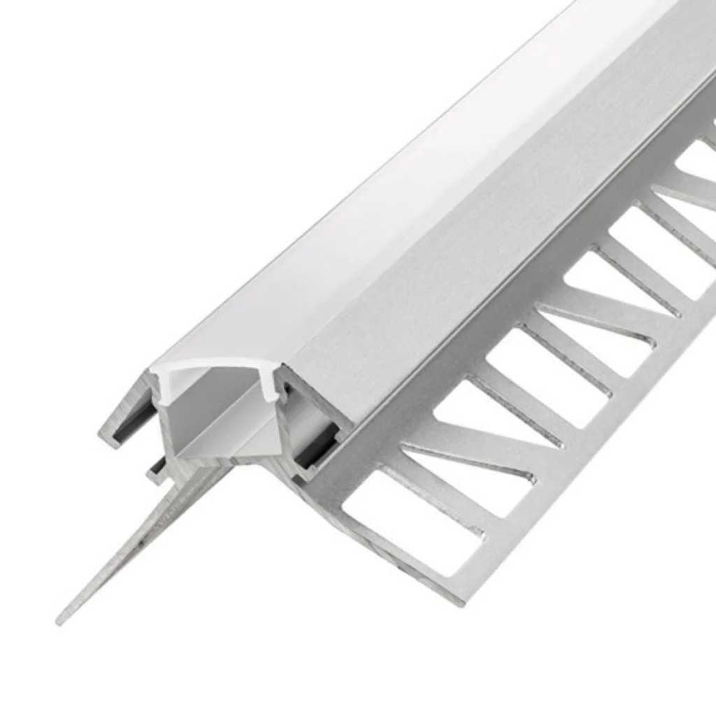 LED Tape Frosted Tile-In Outer Corner Profile For 45.1mm x 30.3mm 2m Diffuser