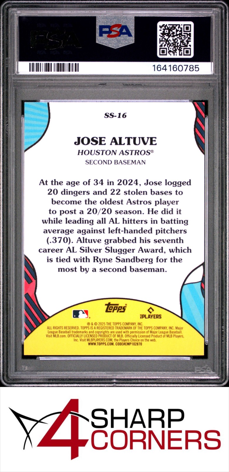 2025 TOPPS SUMMER SUPERSTARS #SS16 JOSE ALTUVE ASROS POP 4 PSA 10 view 2