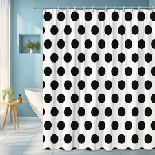 Black and White Polka Dot Shower Curtain - Modern Fabric Design