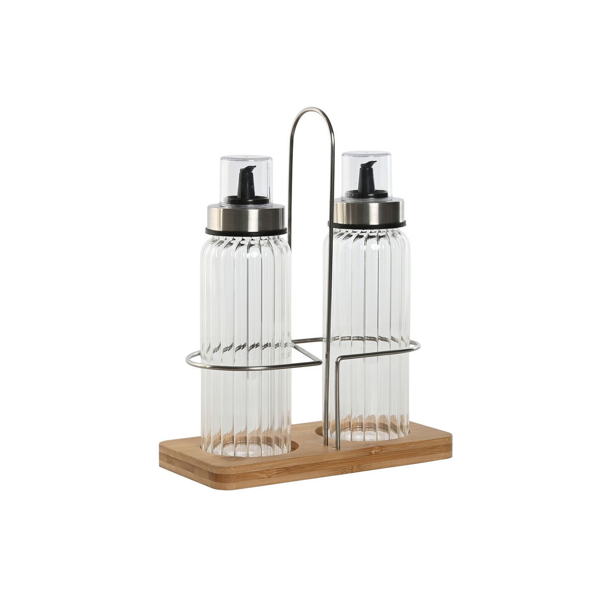 Set olio e aceto Home ESPRIT Trasparente Naturale Bambù Cristallo 18,5 x 9,3