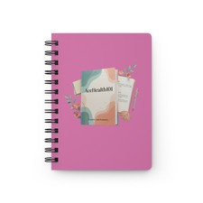 AceHealth101 Illustrated Cover Spiral Journal  Pink Wellness Notebook