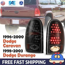 For 1996-00 Dodge Caravan 1998-03 Durango LED Tail Lights Black Smoke Rear Lamps