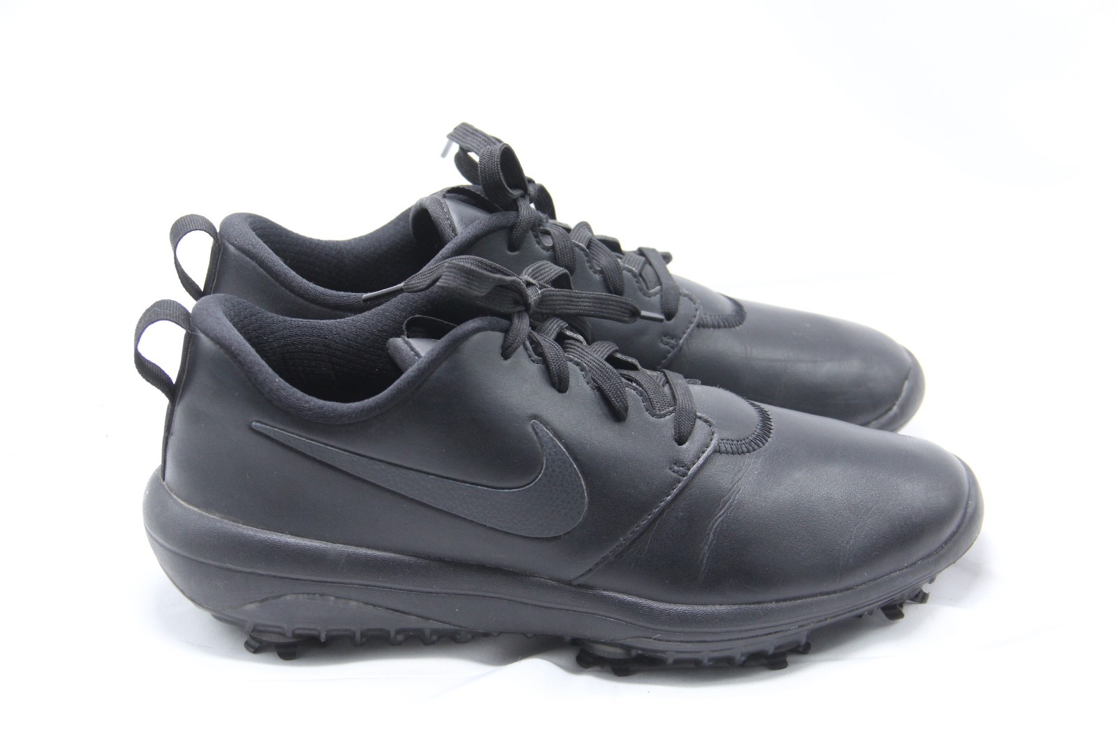 Mens 7.5 Triple Black Leather Lace Up Spiked Ar5580-007